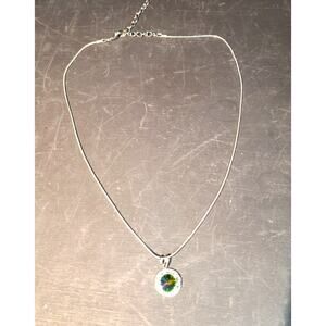 1117.  Mystic Topaz Rainbow Colors Necklace Silver Tone